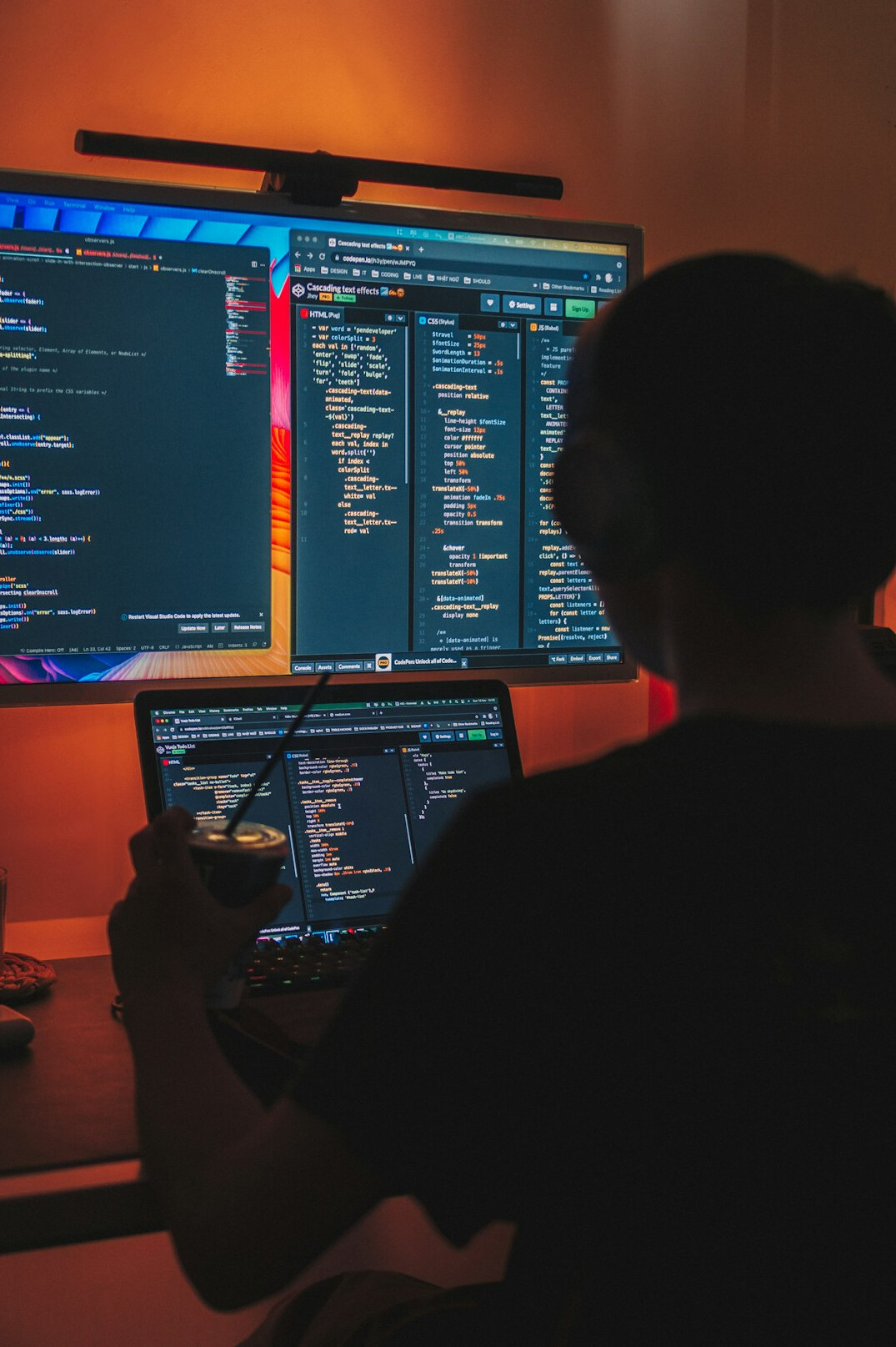 individual studying coding